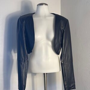 Sleek Black Leather Women's bolero jacket